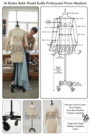 Bayan Profesyonel Kollu Terzi ve Prova Mankeni ile Kusursuz Kalıp ve Sunum