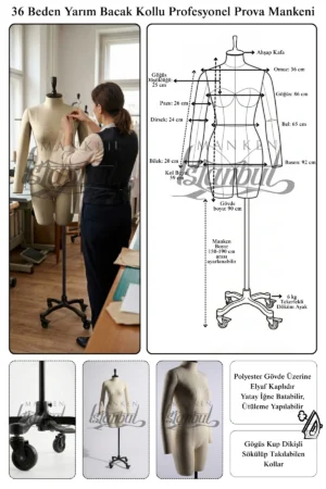 Bayan Profesyonel Kollu Yarım Bacak Terzi Mankeni ile Kusursuz Prova Deneyimi Ayarlanabilir Kollu Terzi Mankeni