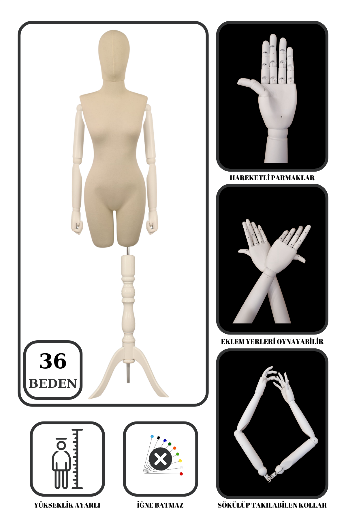 Ahşap Kollu Terzi Mankeni ile Vitrinlerde Güçlü ve Profesyonel Sunum 2 Ahşap Kollu Terzi Mankeni