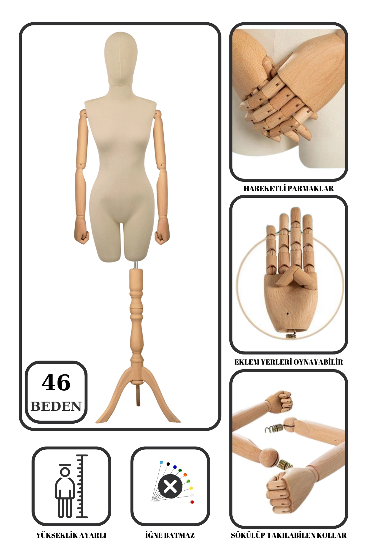 Ahşap Kollu Terzi Mankeni ile Vitrinlerde Güçlü ve Profesyonel Sunum 2 Ahşap Kollu Terzi Mankeni