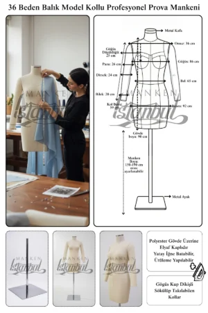 Bayan Profesyonel Kollu Terzi ve Prova Mankeni ile Kusursuz Kalıp ve Sunum