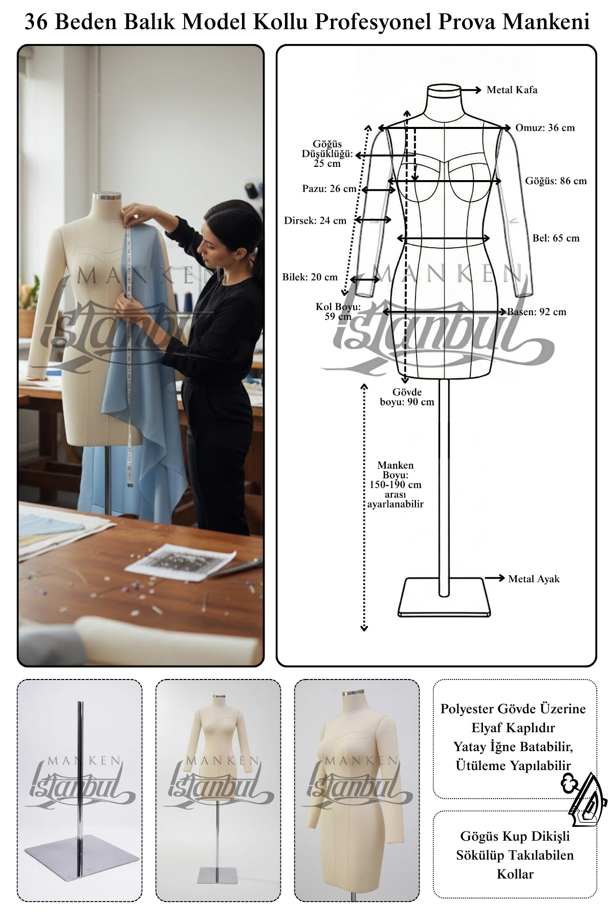 Bayan Profesyonel Kollu Terzi ve Prova Mankeni ile Kusursuz Kalıp ve Sunum 1 Bayan Profesyonel Kollu Terzi ve Prova Mankeni ile Kusursuz Kalıp ve Sunum
