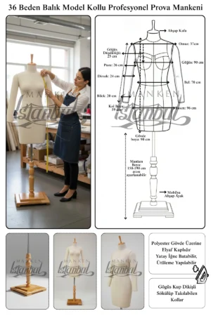 Bayan Profesyonel Kollu Terzi ve Prova Mankeni ile Kusursuz Kalıp ve Sunum