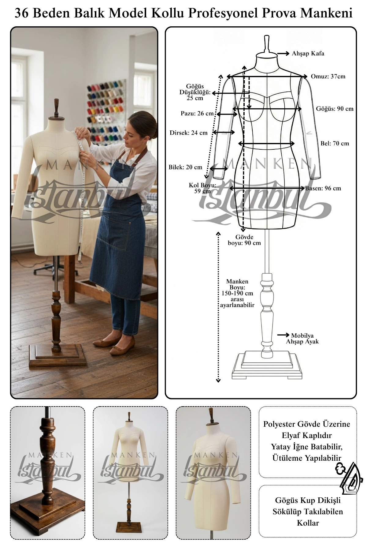 Bayan Profesyonel Kollu Terzi ve Prova Mankeni ile Kusursuz Kalıp ve Sunum 1 Bayan Profesyonel Kollu Terzi ve Prova Mankeni ile Kusursuz Kalıp ve Sunum