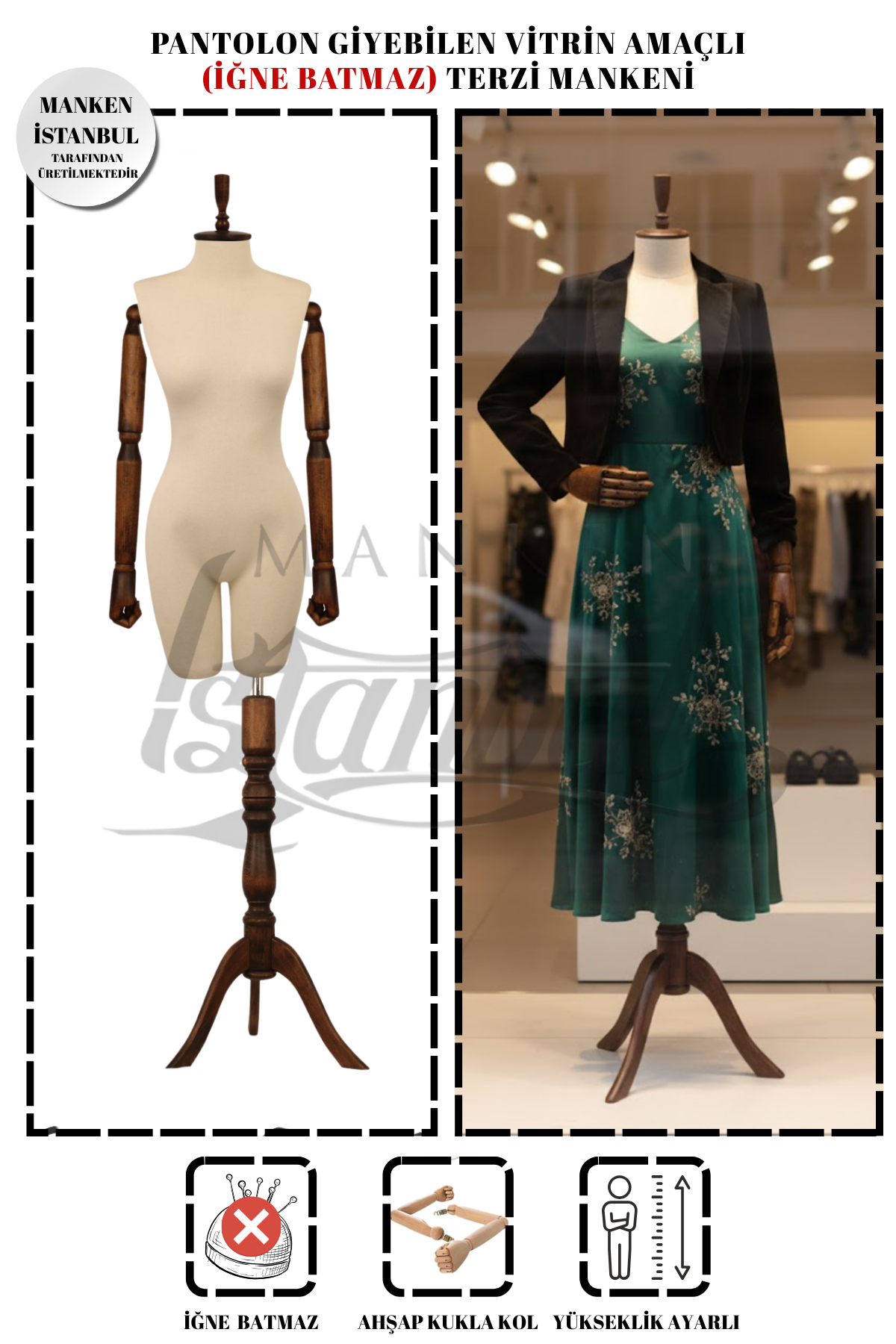 Ahşap Kollu Terzi Mankeni ile Vitrinlerde Güçlü ve Profesyonel Sunum 1 Ahşap Kollu Terzi Mankeni