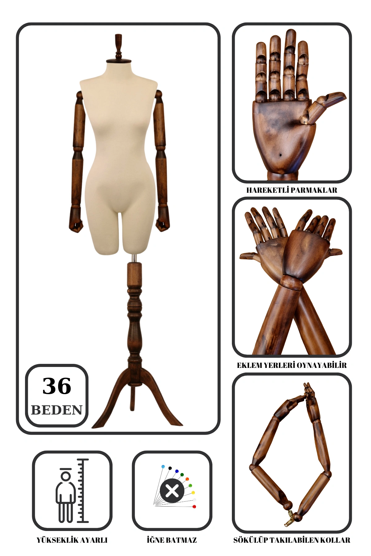 Ahşap Kollu Terzi Mankeni ile Vitrinlerde Güçlü ve Profesyonel Sunum 2 Ahşap Kollu Terzi Mankeni