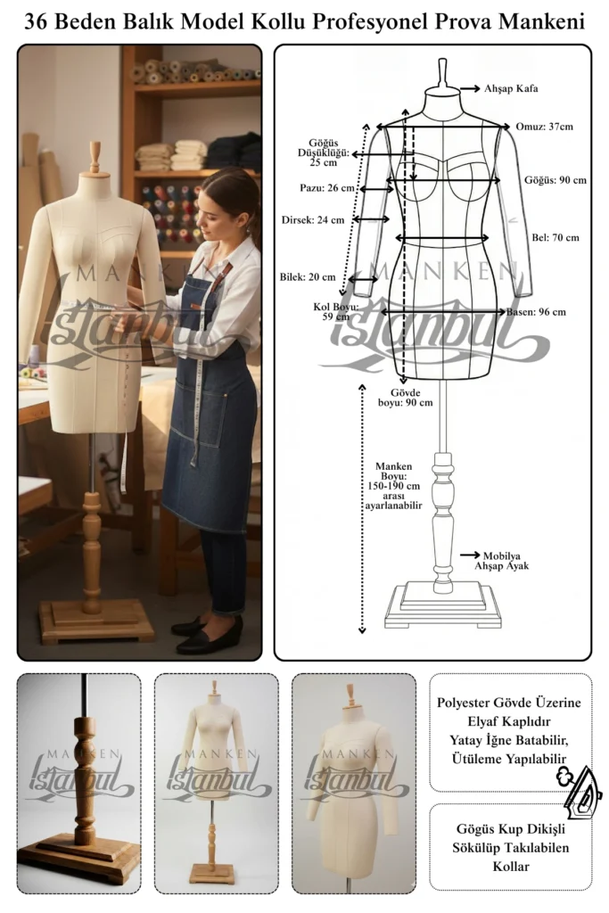 Bayan Profesyonel Kollu Terzi ve Prova Terzi Mankeni