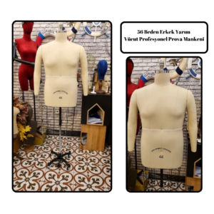 56 Beden Erkek Yarım Vücut Profesyonel Prova Mankeni ile Kusursuz Kalıp ve Sunum