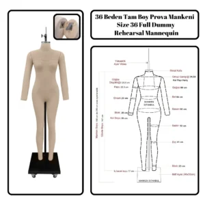 Profesyonel 36 Beden Tam Boy Terzi Prova Mankeni | Full Dummy Dikiş Mankeni
